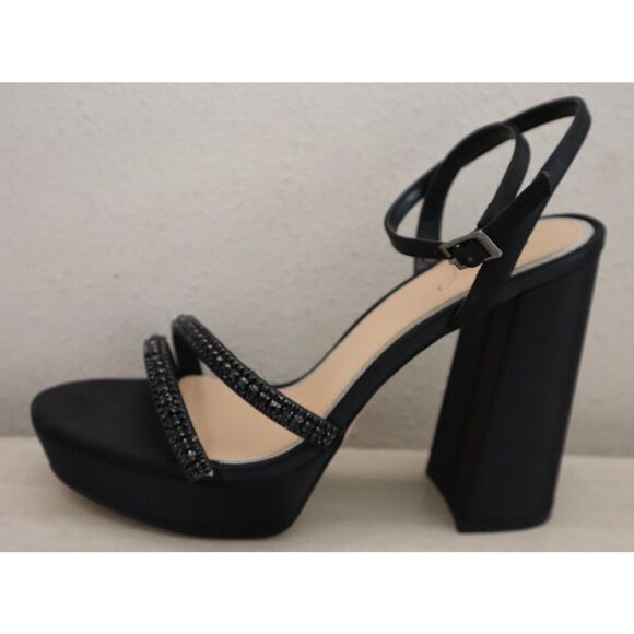 Jewel Badgley Mischka Women's Sz 8M Black Rochel Platform Block Heels - Picture 8 of 9